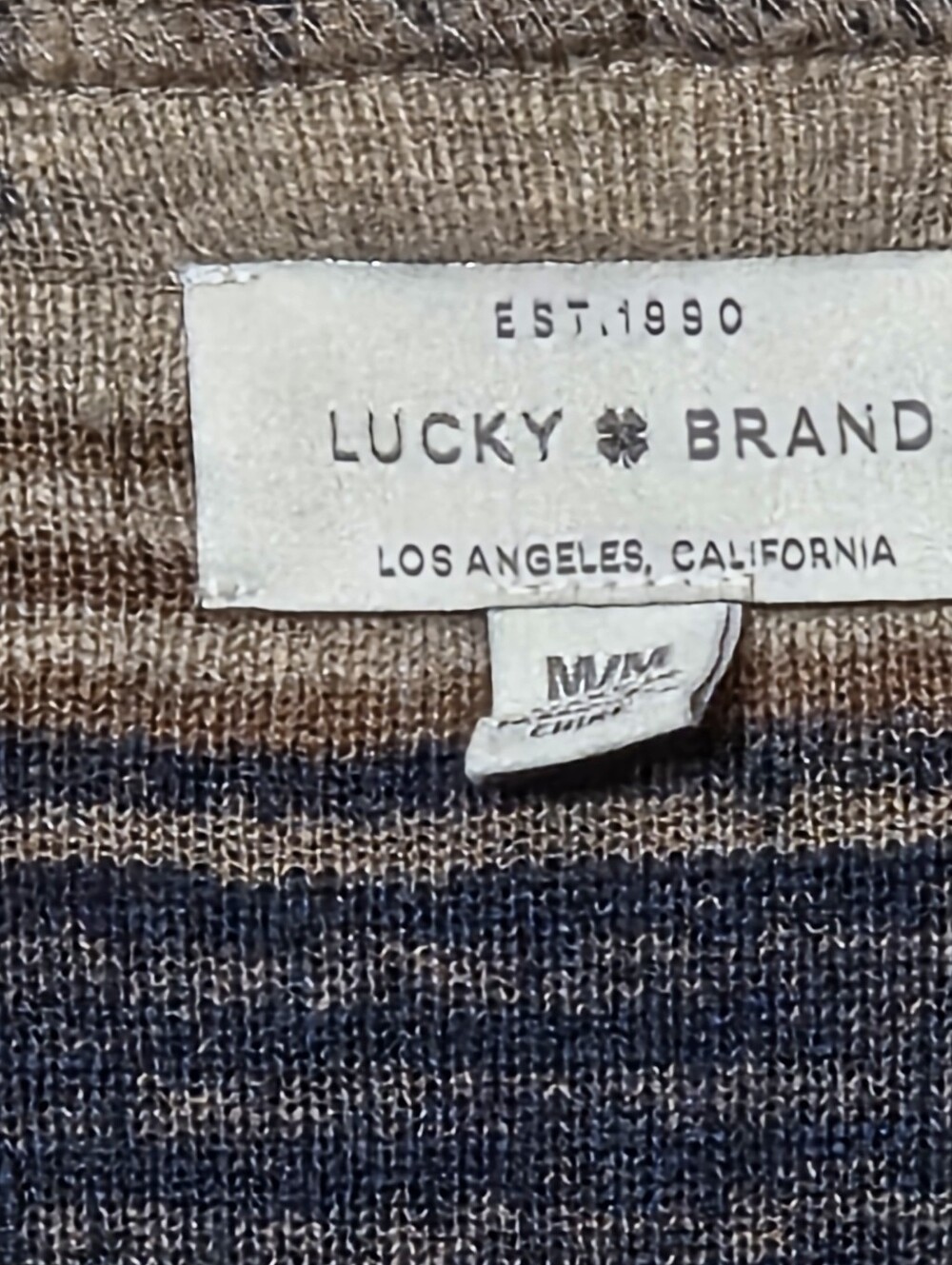 Lucky Brand Beige and Navy Striped Fringe Open Cardigan - Picture 5 of 6